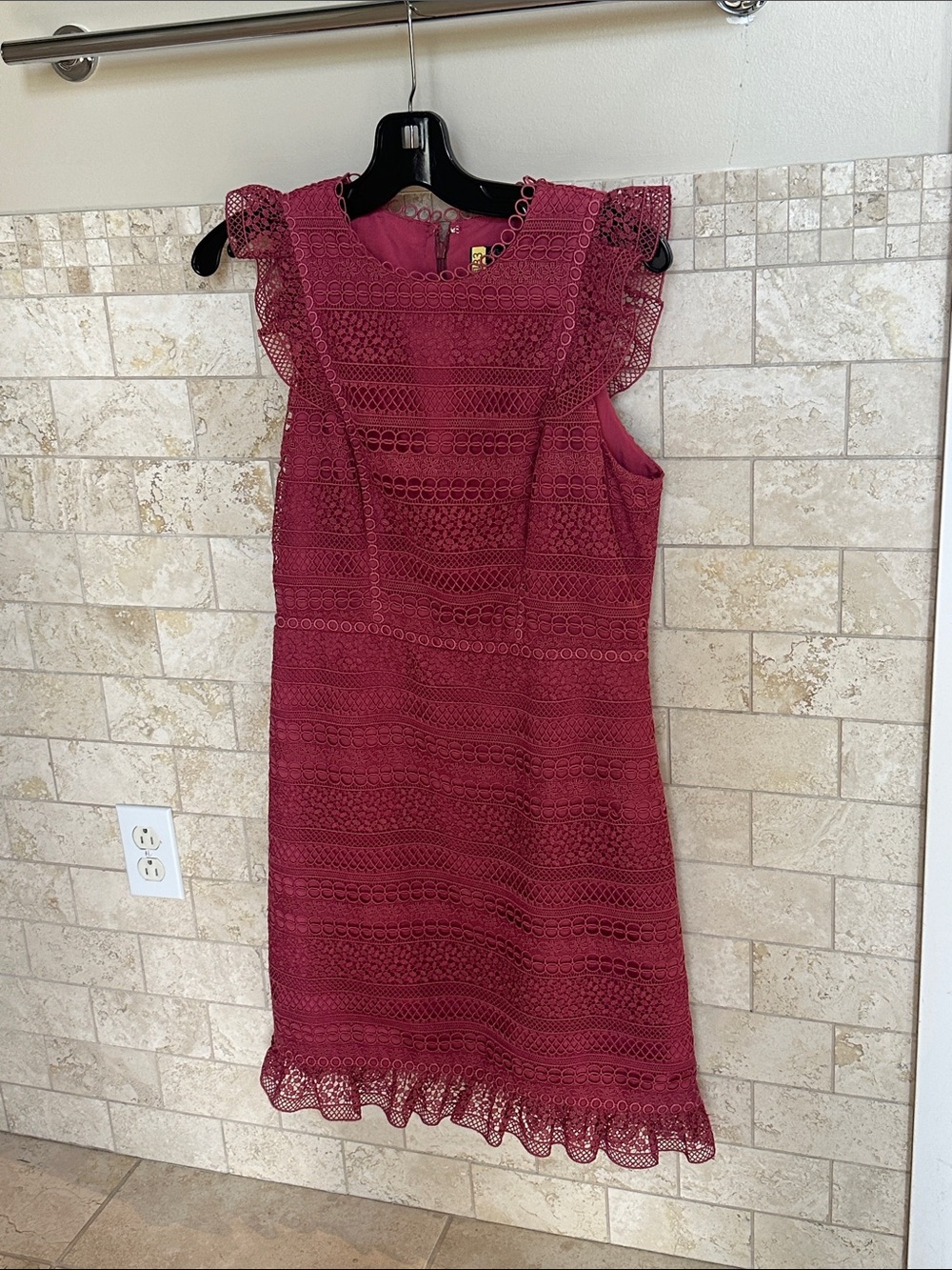 J. Crew Berry Lace Flutter Sleeve Shift Dress